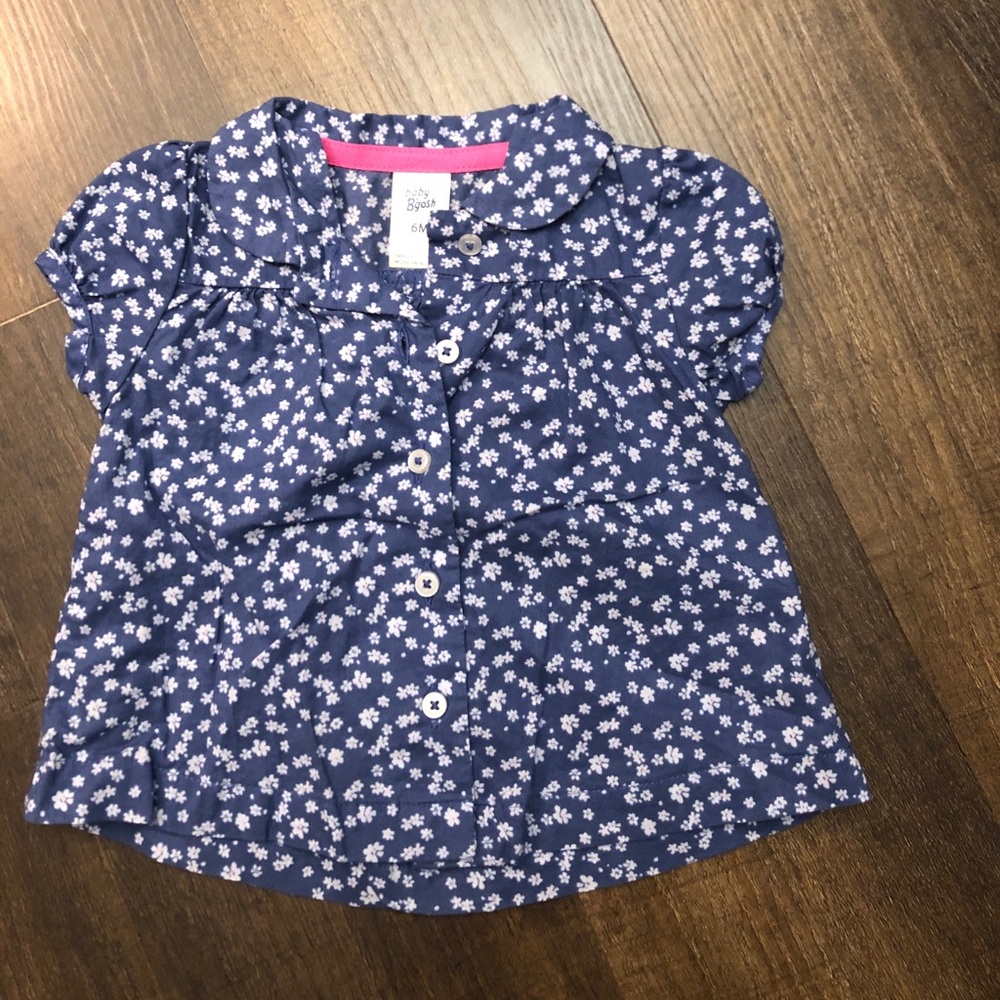 Baby b’gosh navy blue floral blouse 6mo